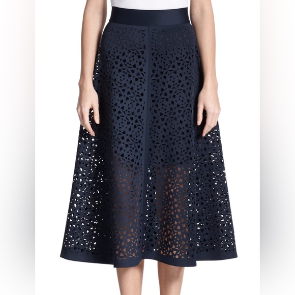 J. Crew laser cut midi skirt in navy blue - Picture 2 of 12